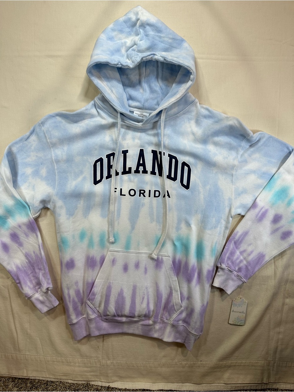 NWT Dreamsicle Exist Orlando Florida Pastel Tie-Dye Hoodie Purple Ice Medium